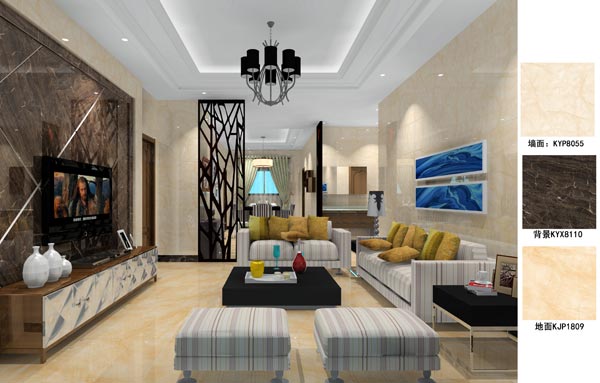 陶瓷一线品牌pp电子瓷砖客餐厅成效图