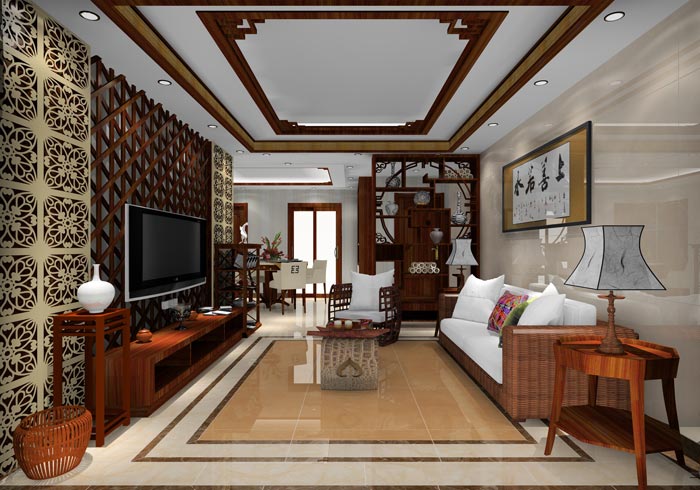 pp电子家装：井冈山和谐家园安设幼区130㎡中式风格装建鉴赏