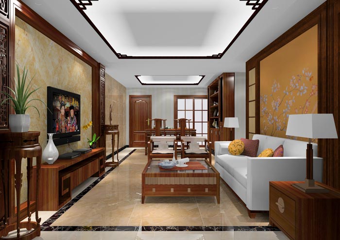 pp电子家装：佛山狮山上林苑90㎡中式风格装建鉴赏
